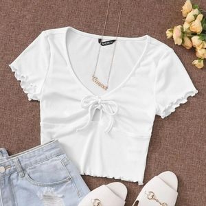 Shein lettuce trim knot front top